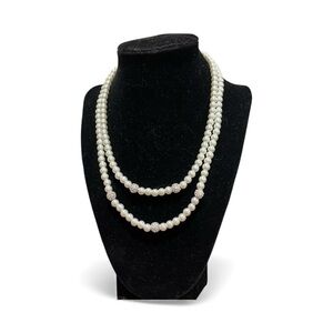 Multistrand pearl necklace with pave crystal beads for sparkle, silver chain